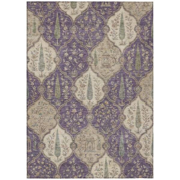 Chantille Machine Washable Indoor/Outdoor Abstract ACN3018 Plum 8 ft. x 10 ft. Area Rug