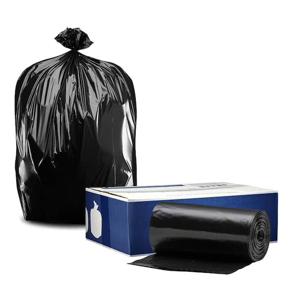 Plasticplace 65 Gallon Rollout Trash Bags, Black (100 Count)