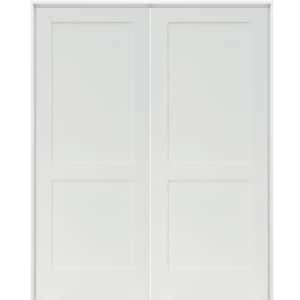48 in. x 80 in. Craftsman Shaker 2-Panel Left Handed MDF Solid Hybrid Core Double Prehung Interior French Door