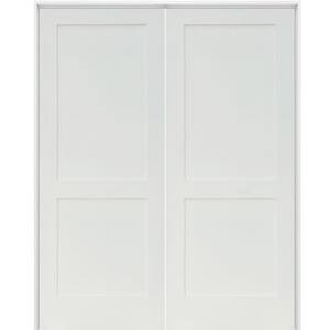 60 in. x 80 in. Craftsman Shaker 2-Panel Both Active MDF Solid Hybrid Core Double Prehung Interior French Door