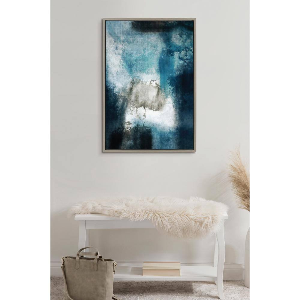 Sylvie Aqua Abstract Blue and Gray Canvas Wall Art, 23x33