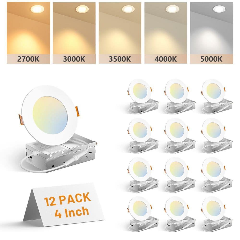 4 in. Adjustable CCT 12 Pack Canless LED Recessed Ceiling Light 1050LM Brightness Dimmable 12W price history on PriceWatchPro