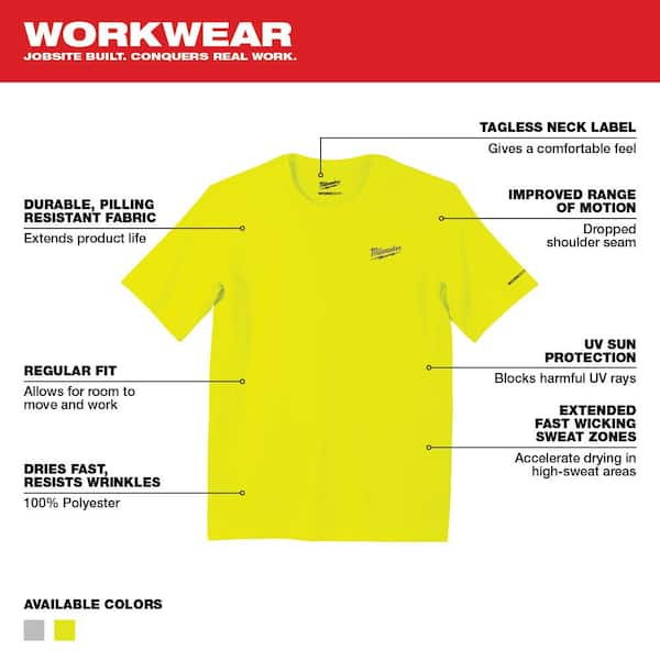 Milwaukee WORKSKIN Lightweight Performance Large Hi-Vis Short Sleeve Shirt 414HV-L