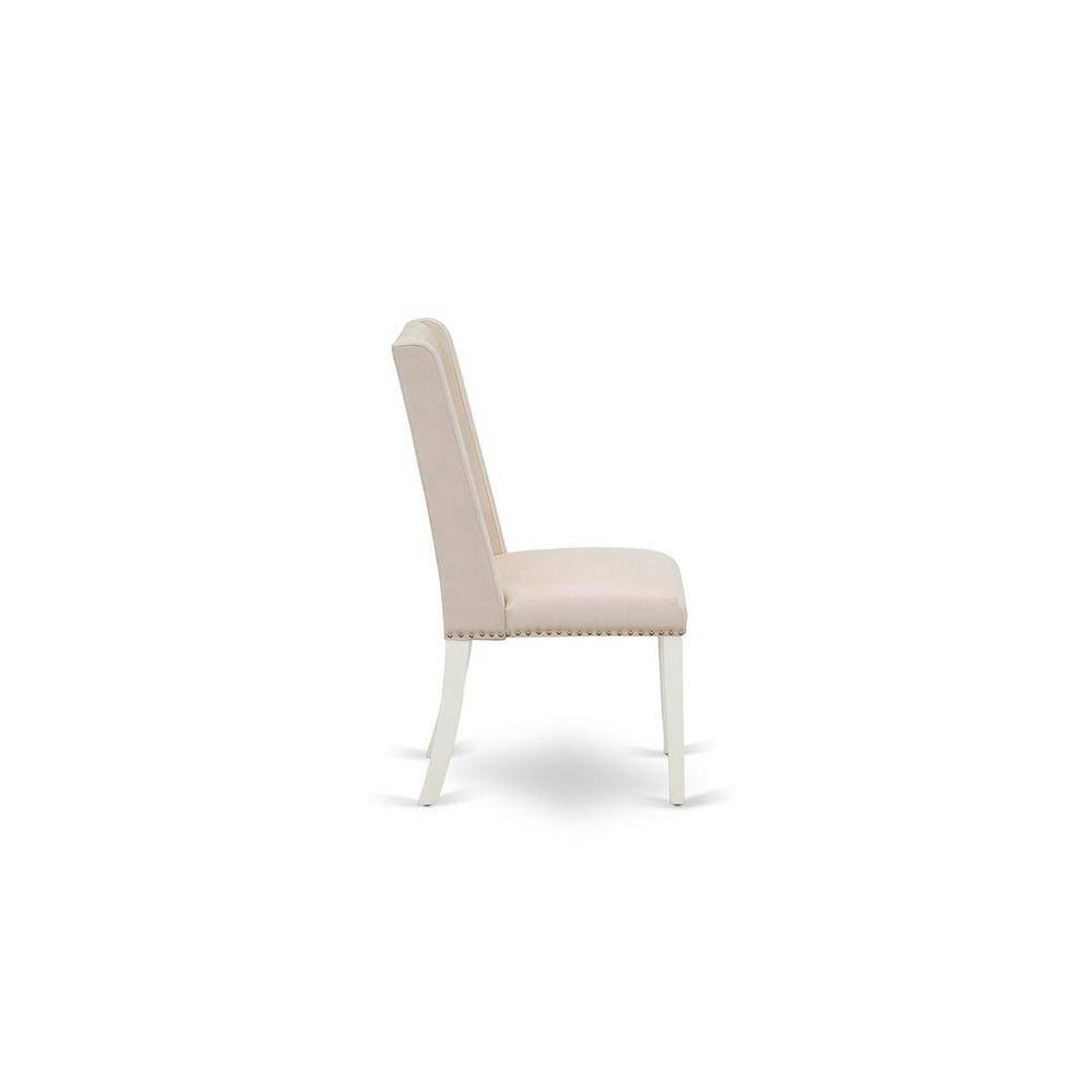 Linen White Modern 5-Piece Round Dining Set with Fabric Chairs