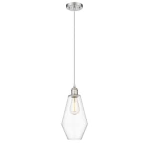 Cindyrella 1-Light Brushed Satin Nickel Statement Pendant Light with Clear Glass Shade