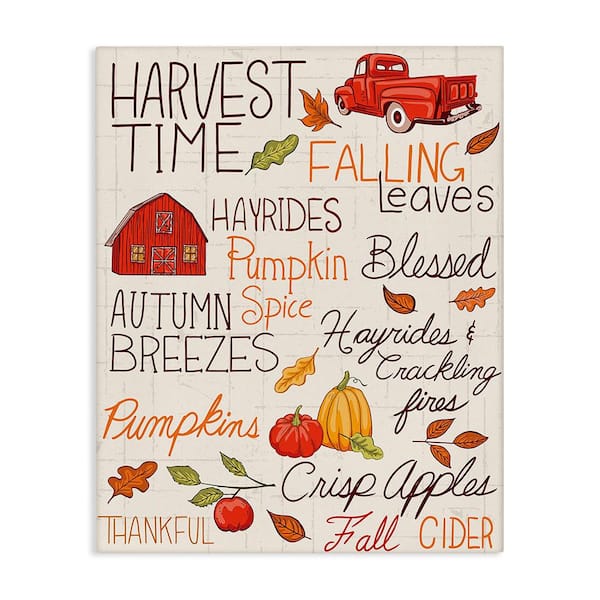 Stupell Industries Harvest Time Phrases by Diane Labombarbe 1-Piece Unframed Graphic Print Travel Poster Art Print 48 in. x 36 in.
