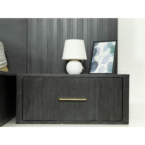 Manchester Contemporary Dark Grey 1 Drawer 27 in. W Nightstand