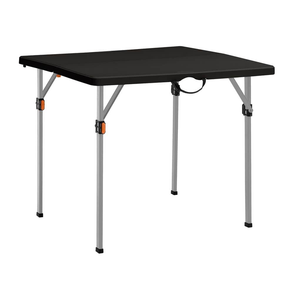 HDX 34 in. Black & Silver Indoor/Outdoor Folding Square Card Table