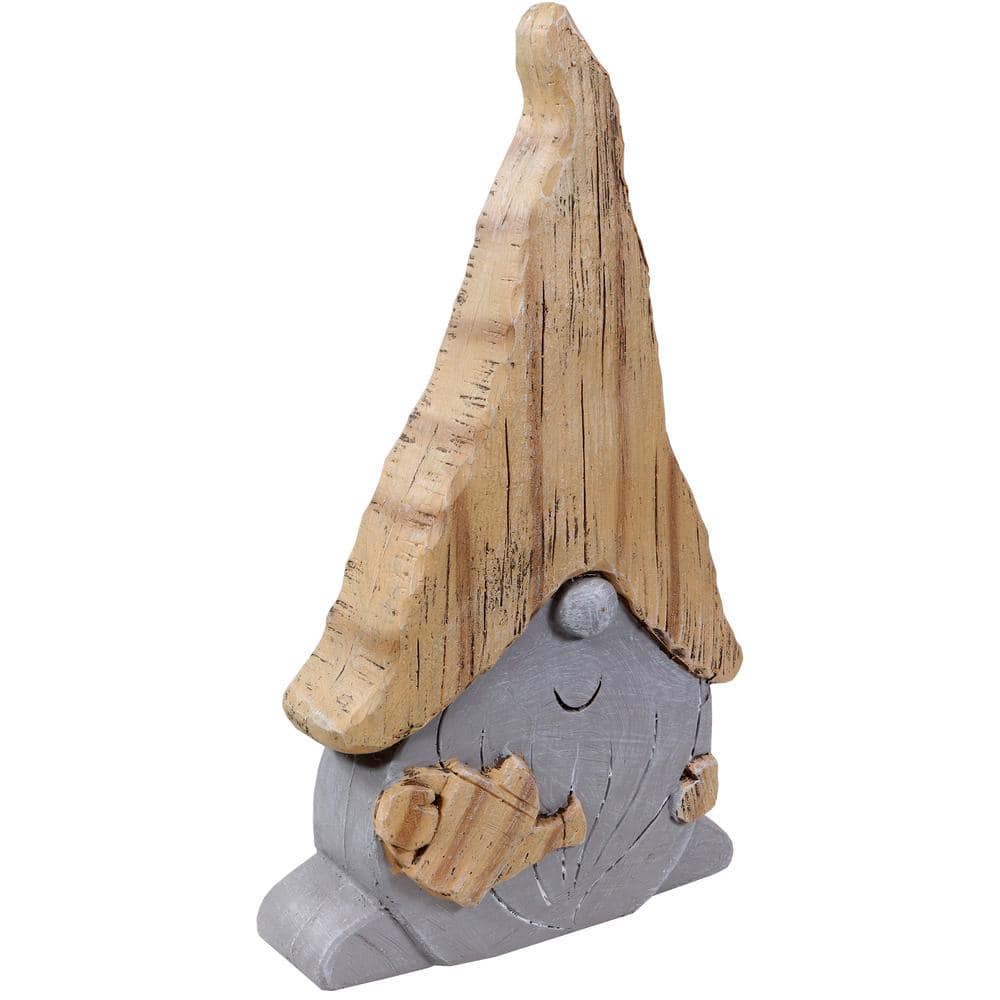 Gray and Beige Ceramic Indoor/Outdoor Garden Gnome Statue