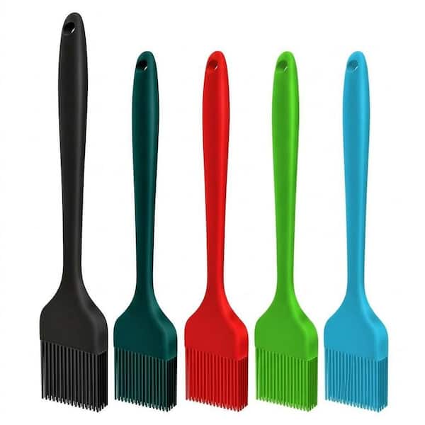 Silicone Heat Resistant Basting Brush Set Blue Pastry Accessory 5 Piece for Baking BBQ Grill Kitchen Cooking