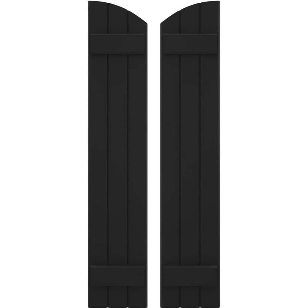10-1/2 in. W x 74 in. H Americraft Exterior Real Wood Joined Board and Batten Shutters with Elliptical Top Black price history on PriceWatchPro