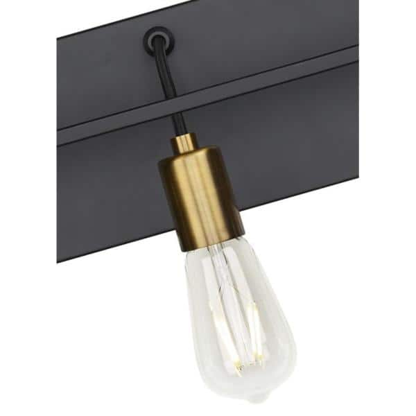 Tae 36" Black and Brass 5-Light Industrial Bath Bar