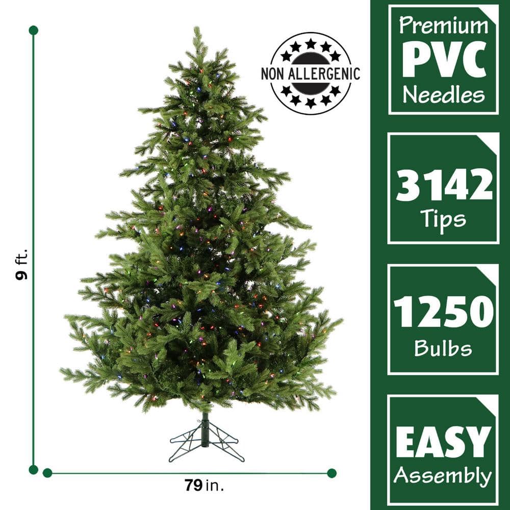 Fraser Hill Farm 9-Ft. Foxtail Pine Christmas Tree with Dual Multicolor & Warm White LED Lights
