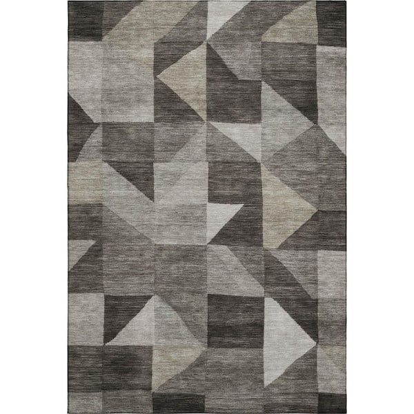 Mayfield Premium Machine Washable Abstract AMF2373 Taupe 3 ft. x 5 ft. Area Rug