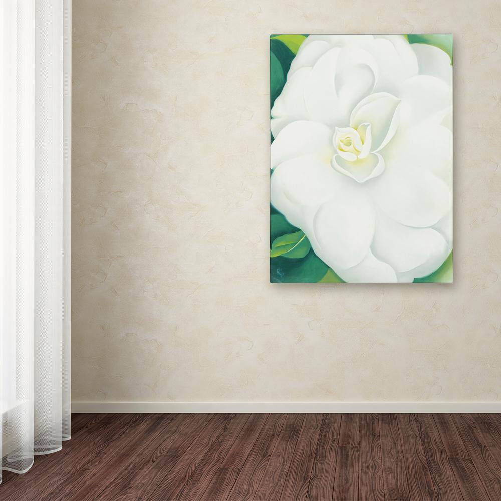 White Camelia Giclee Print on Canvas with Floater Frame