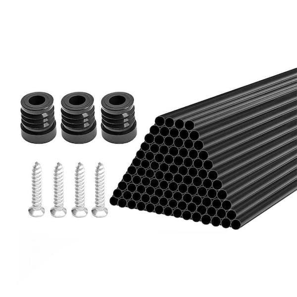 32 Round Aluminum Deck Balusters with Screws & Connectors for Wood/Composite Railing, Black 100-Pack