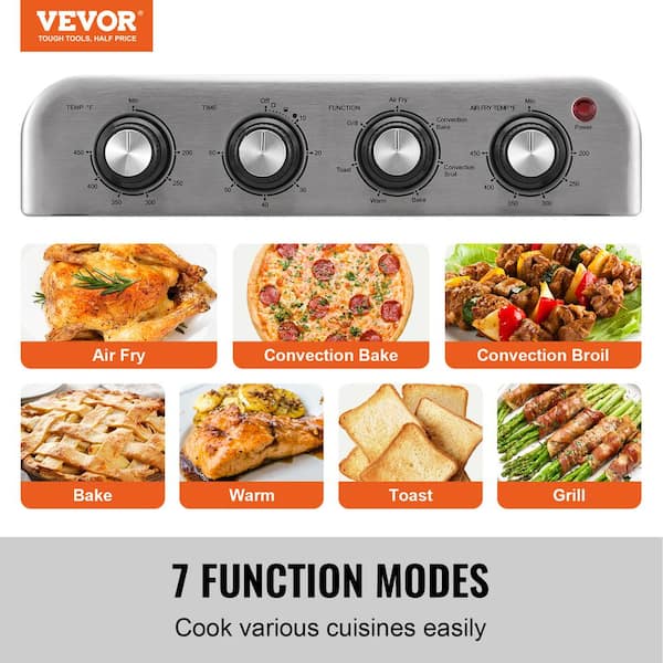 VEVOR 7-IN-1 Air Fryer Toaster Oven, 18L Convection Oven, 1700W Stainless  Steel Toaster Ovens Countertop Combo KQZKX18L1800WQQ77V1 - The Home Depot