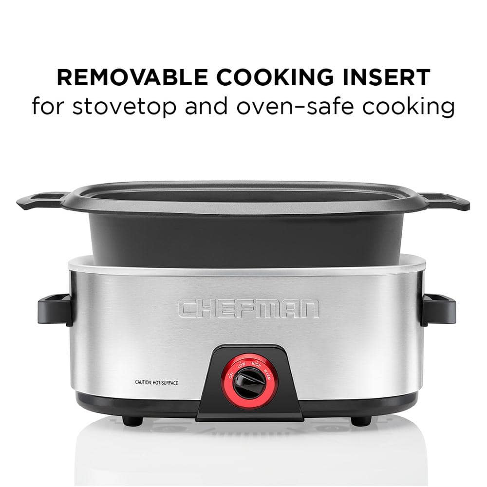 Chefman 6-Quart Stainless Steel Nonstick Slow Cooker