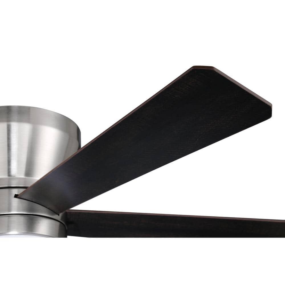 Merit 52" Brushed Polished Nickel Flush Mount Ceiling Fan with LED Light