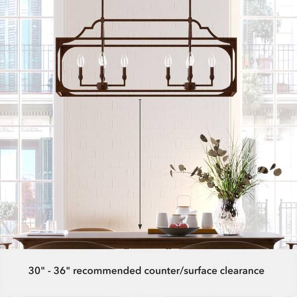 Hunter Highland Hill 8 Light Textured Rust Candlestick Chandelier Kitchen Light