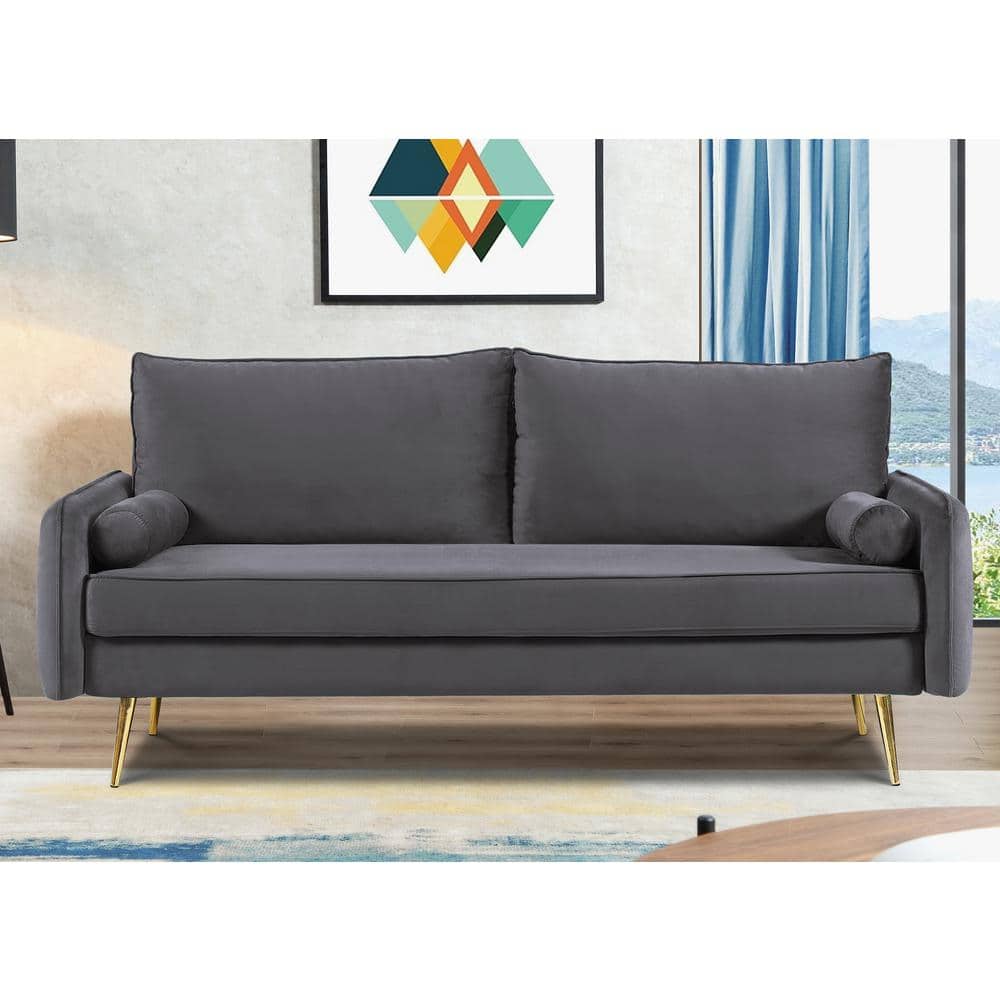 US Pride Furniture Villeda 70 in. Square Arms Velvet Rectangle Sofa in ...