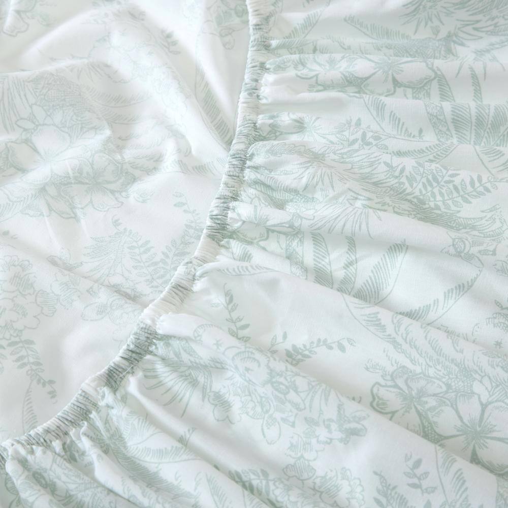 Pen and Ink Green Cotton Percale Queen Sheet Set