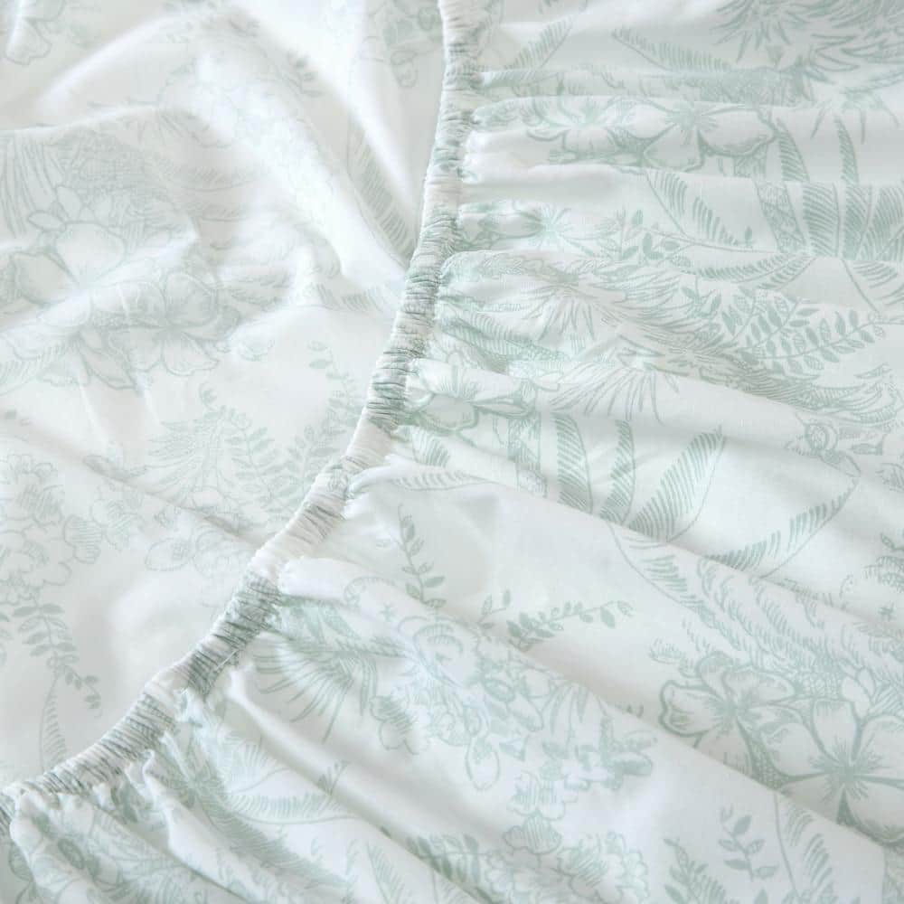 Pen and Ink Green Cotton Percale King Sheet Set