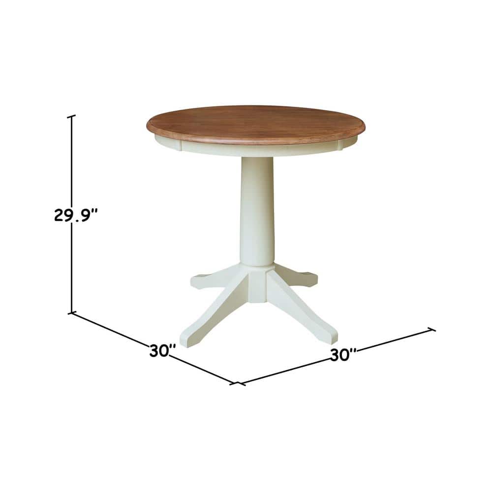 Hickory and Shell Solid Wood Round Pedestal Table Set with High Cross Back Chairs