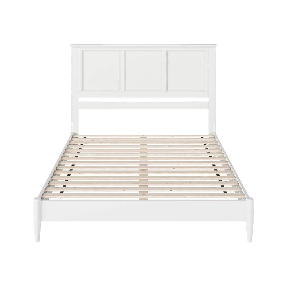 Charlotte White Solid Wood Queen Platform Bed with Headboard