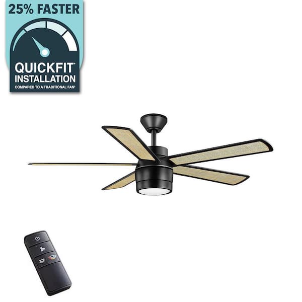 Home Decorators Collection Junedale 52 in. White Color Changing Integrated LED Indoor/Outdoor Matte Black Ceiling Fan with Light Kit and Remote