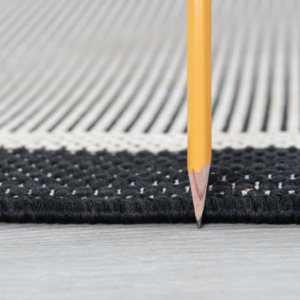 Eco Striped Border Black 2 ft. x 3 ft. Indoor/Outdoor Area Rug