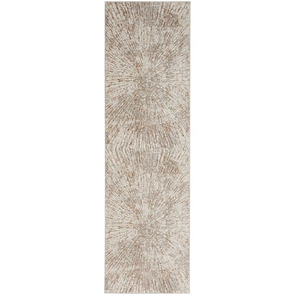 Nourison Glow Grey Mocha 2 ft. x 8 ft. Abstract Contemporary Kitchen Runner Area Rug