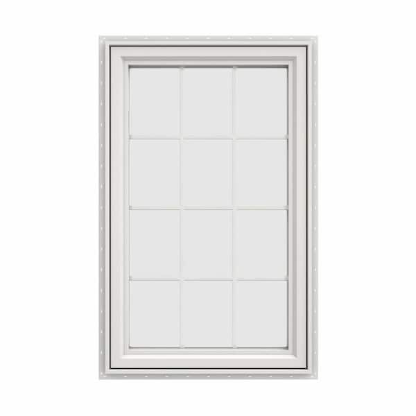 JELD-WEN 29.5 in. x 47.5 in. V-4500 Series White Vinyl Right-Handed Casement Window with Colonial Grids/Grilles
