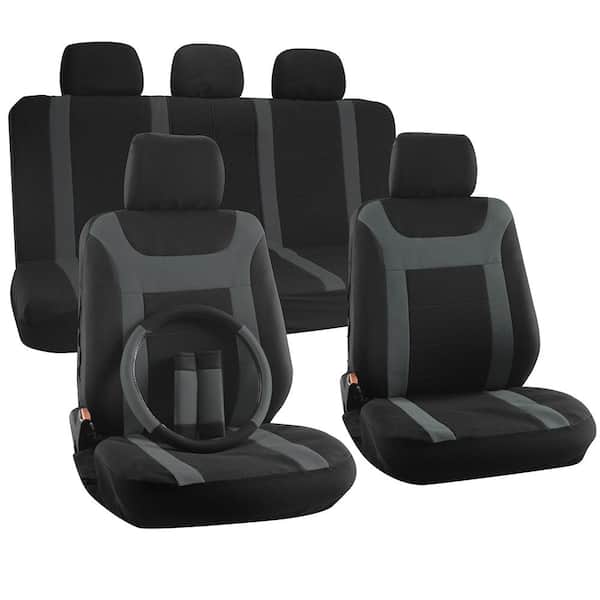 OxGord Polyester Seat Covers 26 in. L x 21 in. W x 48 in. H 17-Piece Y-Stripe Black Gray