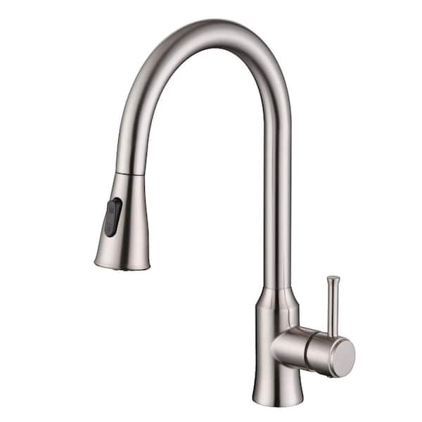 Brushed Nickel 15.75 in. Pull Down Sprayer Kitchen Faucet with 360° Spout Swivel