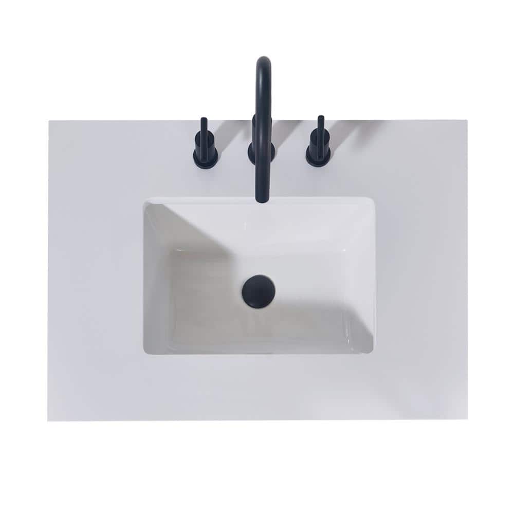 30" Snow White Ceramic Bathroom Vanity Top with Sink