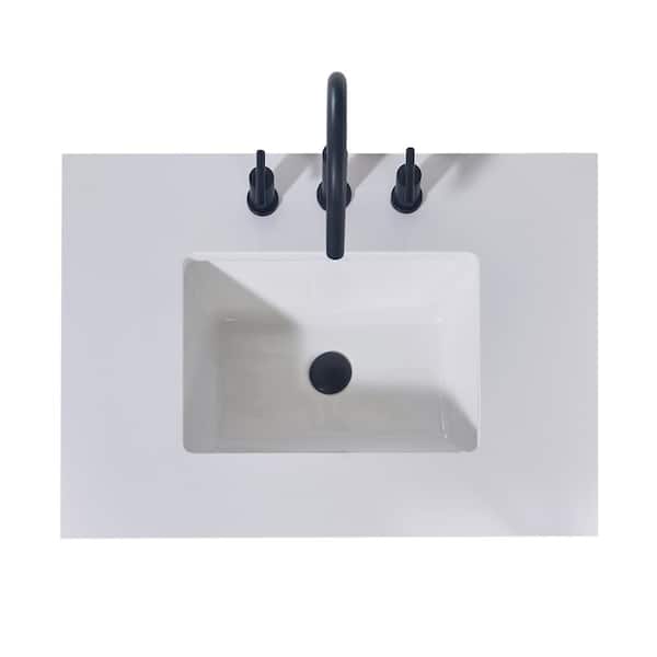 Altair Edolo 30 in. W x 22 in. D Engineered Stone Composite Vanity Top in Snow White Apron