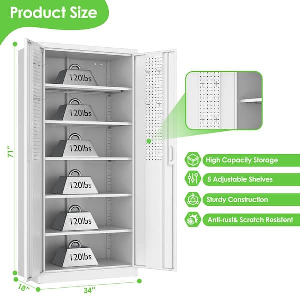 Kaikeeqli 34 in. W x 71 in. H x 18 in. D Metal Storage