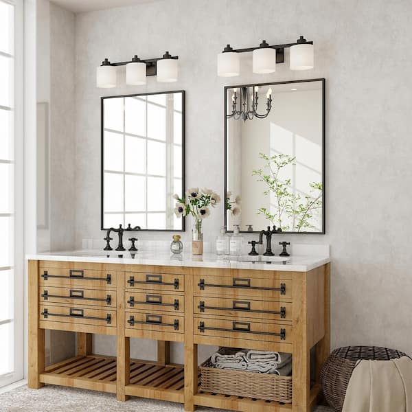 26 in. W x 38 in. H Rectangular Aluminum Alloy Framed Modern Black Wall Mirror