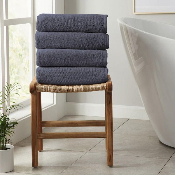 Stone Blue 4-Pack Cotton Quick-Dry Bath Towel Set