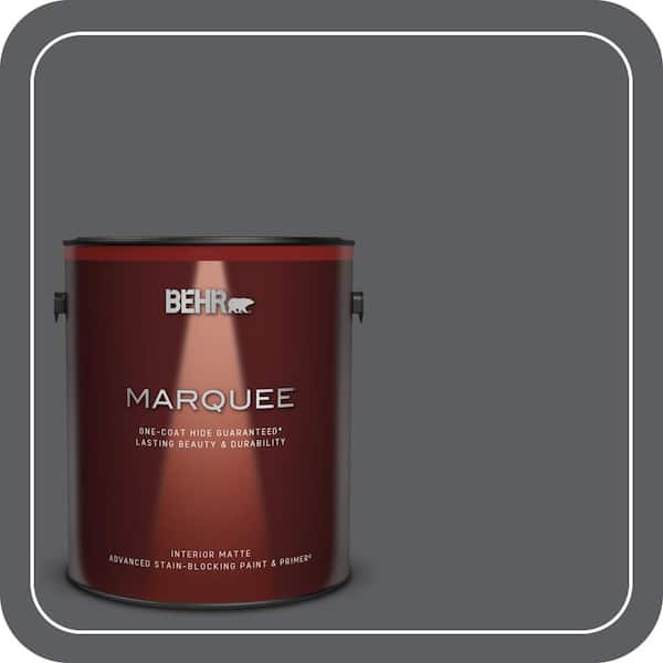 BEHR MARQUEE 1 gal. #N500-6 Graphic Charcoal One-Coat Hide Matte Interior Paint & Primer