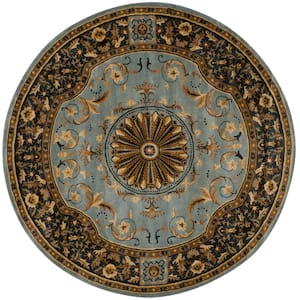 Empire Blue 8 ft. x 8 ft. Round Border Area Rug