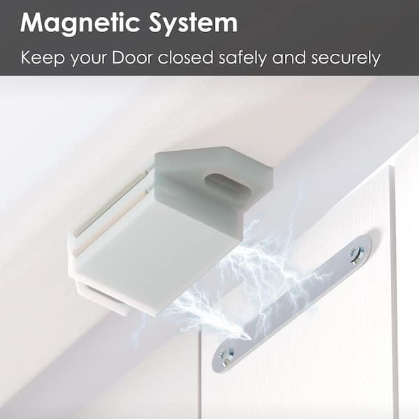 60 in. x 80 in. Full Lite White Mirrored Glass Solid Core, MDF, PVC Covering Compack 180-Bi-Fold Door with Hardware Kits