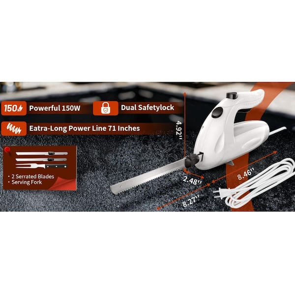 Numhew 8.27 in. 150 W Electric Knife Set with 2 Serrated Stainless