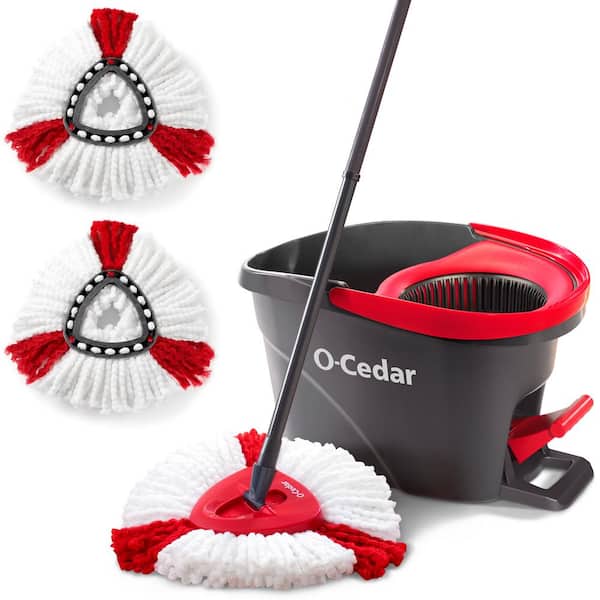 O-Cedar EasyWring Microfiber Spin Mop with Bucket System and 2 Extra Power Mop Head Refills
