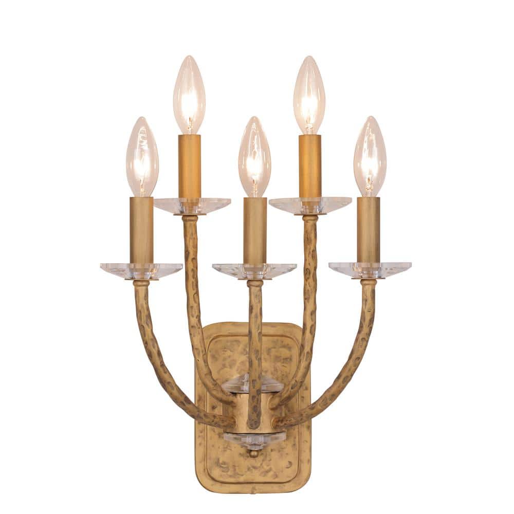 Atella 5-Light Ashen Gold Wall Sconce with Faceted Crystal Accents price history on PriceWatchPro