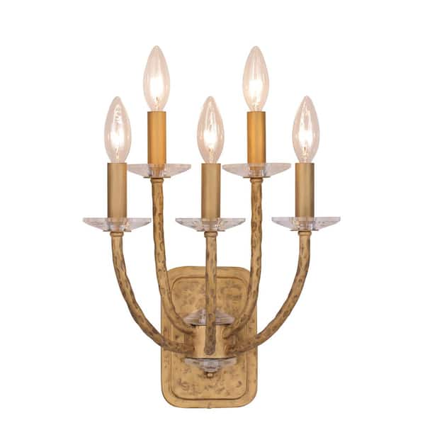 Minka Lavery Atella 5-Light Ashen Gold Wall Sconce with Faceted Crystal Accents