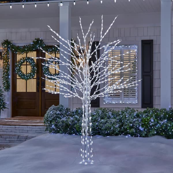 8 ft. Giant-Sized Bare Branch White LED Tree Holiday Yard Decoration