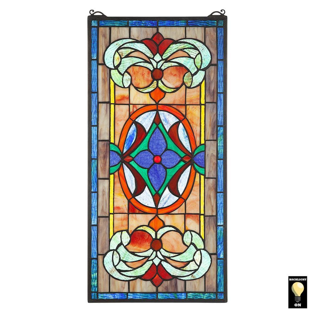 Design Toscano Celtic Knot Stained Glass Hanging Panel - 9x35 Inch Amber Gothic Arch Window Decoration