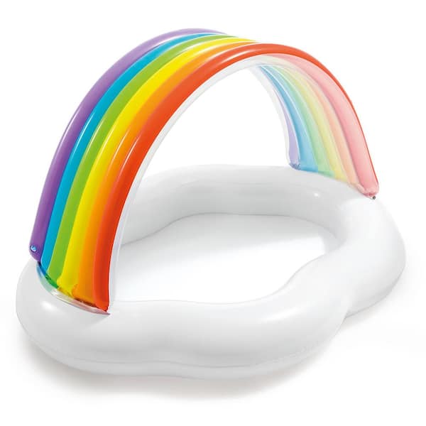 Intex 56 in. x 47 in. Other 25 in. D Inflatable Rainbow Cloud Outdoor Baby Kiddie Pool for Ages 1-Year to 3-Years Old